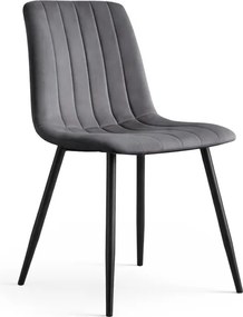Jedálenská stolička LIVO zamatová, grafitová / čierne nohy