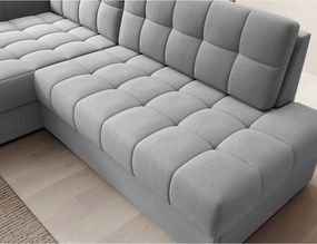 Sivá zamatová rozkladacia rohová pohovka (ľavý roh/s leňoškou) Blezalt – ELTAP