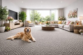 Timzo, Metrážny koberec Avila 9485, na mieru, šíře 4m,5m, šedá, filc, obývacia izba