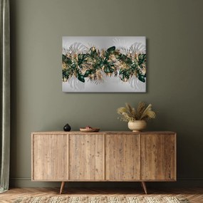 Obraz - Zlato-zelené tropické listy (90x60 cm)