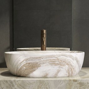 Rea Amelia 48, umývadlo na dosku 480x345x135 mm, imitácia kameňa Saturn, REA-U0636