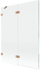 Mexen Lunar, 2-krídlová vaňová zástena ľavá 130 x 150 cm, číre sklo, medená matná, 897-130-100-65-00-L