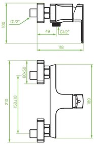 Laveo Calla, nástenná sprchová batéria 150mm, chróm, LAV-BAC_040D