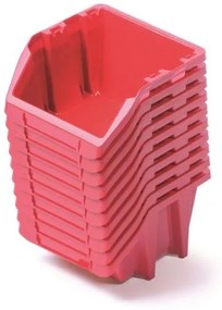 Sada 10 úložných boxov po 18,7 × 15,8 × 11,4 cm, červená