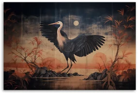 Gario Obraz na plátne Orientálny žeriav v noci Rozmery: 120 x 80 cm