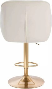 LuxuryForm DESIGN Barová stolička AVOLA VELUR na zlatom tanieri - biela