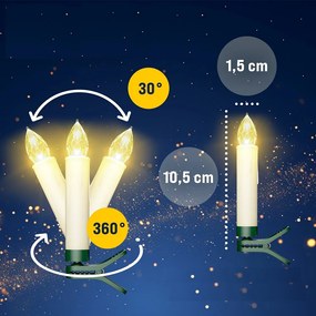 Monzana Sviečky na vianočný stromček CANDLE, 20ks, 10,5cm, teplá biela