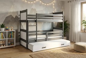 Poschodová posteľ s prístelkou RICO 3 200x90 Grafitová - Biela