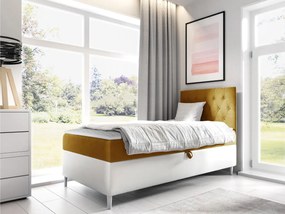 Kontinentálna posteľ Junior Gerdise 1, Strana: pravá, Rozmer postele: 90x200, Dostupné poťahy: ekokoža Soft 017 (biela) + Fresh 37