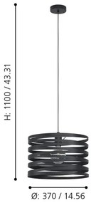 Eglo 99345 - Luster na lanku CREMELLA 1xE27/40W/230V