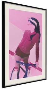 Artgeist Plagát - Woman on Bicycle [Poster] Veľkosť: 20x30, Verzia: Zlatý rám s passe-partout