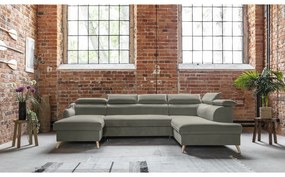 Svetlosivá zamatová rozkladacia rohová pohovka do "U" (pravý roh) Sweet Harmony – Miuform