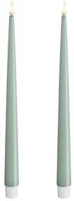 DeluxeHomeart Vysoké LED sviečky Shiny Salvie Green – set 2 ks