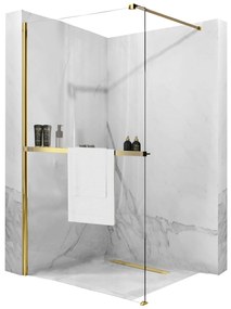 Rea Evo, závesná polica pre sprchové zásteny typu Walk-in max. šírka 120 cm, zlatá lesklá, HOM-00653