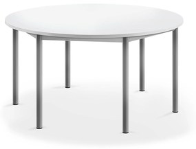 Stôl BORÅS, okrúhly, Ø 1200x600 mm, laminát - biela, strieborná