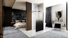 Rea Aero Ombre, sprchová zástena Walk-In 120x195 cm, 8mm číre sklo s čiernym vzorom, čierny matný profil, REA-K2462