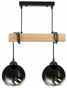 BERGE LED závesné stropné svietidlo drevený trámový 2xE27 Luster Smoke Grey