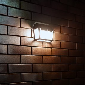 Exteriérové solárne nástenné svietidlo Filo3, 1x transparentné/čierne plastové tienidlo, pohybový senzor