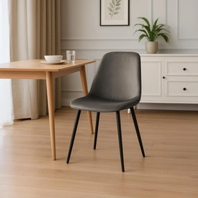 Sada 4 ks jedálenskej stoličky Maryam zamat - antracitová