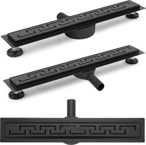 Rea PRO Black Matt, lineárny odtokový žľab 90cm, vzor Greek, čierna matná, REA-G8026