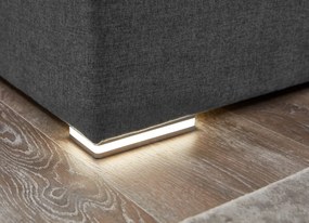 Posteľ boxspring s osvetlením Fargo 180x200 cm, šedá látka