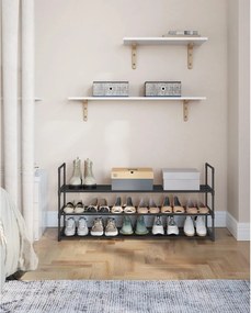 3-úrovňový stojan na topánky, botník, pre 15-18 párov, 30 x 116 x 55 cm, čierny