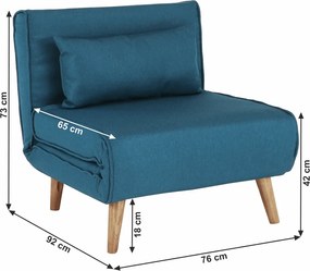 KONDELA Farido rozkladacie kreslo tyrkysová / dub