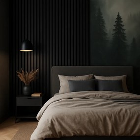 3D Drevené lamely na stenu na filci 255x46cm - ČIERNE