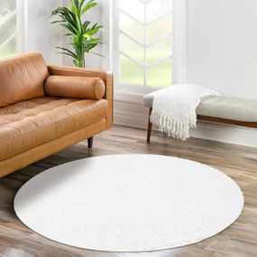 Dekorstudio Shaggy okrúhly koberec CITY 500 biely Priemer koberca: 160cm