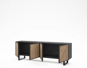 TV stolík v dekore duba v čierno-prírodnej farbe 161x55x35 cm Alana – Marckeric