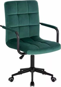 LuxuryForm DESIGN Otočná stolička VERONA BLACK VELUR na čiernej podstave s kolieskami - zelená