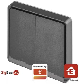 Vypínač 2-tlačidlový GoSmart 1xCR2430 Tuya čierna