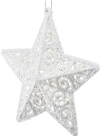 Vianočná ozdoba Carlita Hviezda biela, 11,5 x 11,5 x 2 cm, plast