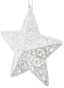 Vianočná ozdoba Carlita Hviezda biela, 11,5 x 11,5 x 2 cm, plast