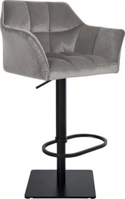 Barová stolička Damaso B - zamat, čierny rám - Sivá