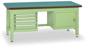 Dielenský stôl GL so závesným boxom a skrinkou na náradie, MDF x PVC doska, 4 zásuvky, 1 skrinka, 1800 x 750 x 800 mm