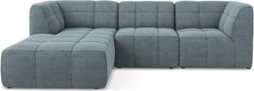 Modrá rohová pohovka z textílie buklé (ľavý roh/s leňoškou) Aloha – Makamii