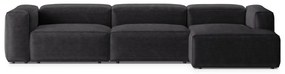 Tmavosivá menčestrová rohová pohovka (pravý roh/s leňoškou) Bergamo – Cosmopolitan Design