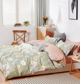 Krésne olivovo béžové posteľné obliečky s motívom kvetov