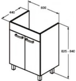 Ideal Standard Tempo skrinka s 2 dvierkami pod umývadlo 61x45 cm biely lesk E3239WG