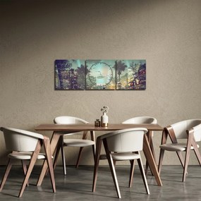 Obraz - mesto v budúcnosti (s hodinami) (90x30 cm)