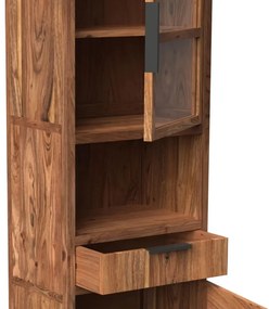 furniture-nabytek.cz - Masívna vitrína Sydney z akáciového dreva, lakovaná, hnedá – 50×45×185 cm