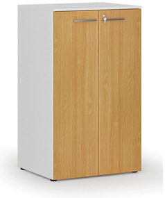 Kancelárska skriňa s dverami PRIMO WHITE, 3 police, 800 x 640 x 1335 mm, biela/buk