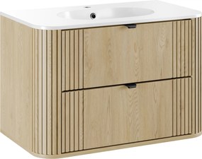 Comad Kúpeľňová skrinka s keramickým umývadlom Ovalia Cremona 80 cm - dub cremona