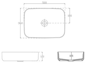 Isvea, INFINITY RECTANGLE keramické umývadlo na dosku, 50x36 cm, matná biela, 10NF65050-2L