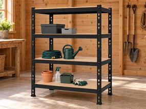Akcia 4x Regál 180x160x50 cm profesionálny 4-policový, nosnosť 1600 kg - čierny - 4ks
