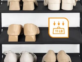 Botník s látkovými policemi Vasagle Elviro 75 cm černý/hnědý