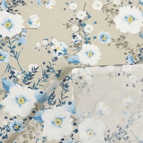Biante Bavlnený záves Sandra SA-552 Modré popínavé kvety na béžovom 150x240 cm