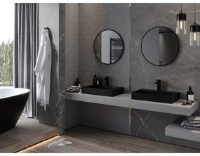 Mexen Loft, okrúhle kúpeľňové zrkadlo 65 cm, farba rámu čierna matná, 9850-065-065-000-70