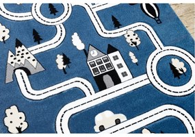 Detský kusový koberec Cesty v meste modrý 280x370cm